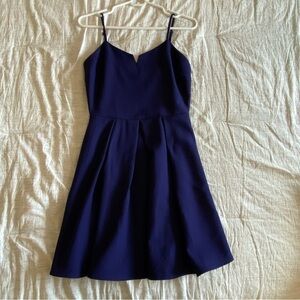 Everly Navy Blue Skater Dress Wedding Guest Graduation Dress Texture Small